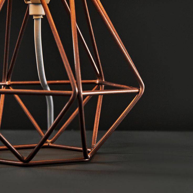 Mini Angus Geometric Copper Base Table Lamp White Shade - Comet Lighting