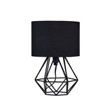 Mini Angus Geometric Satin Black Base Table Lamp Black Shade - Comet Lighting