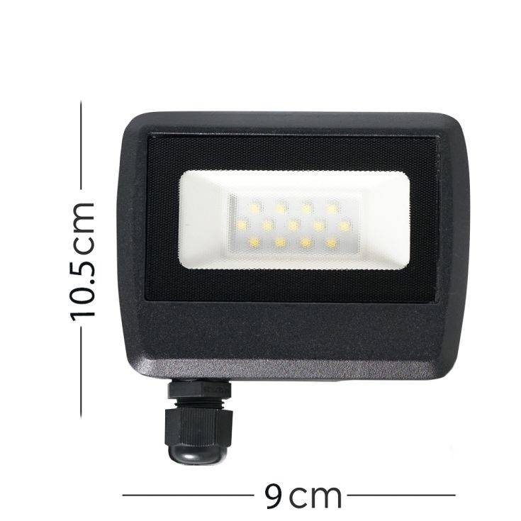 Minisun 10w 6500k LED Slimline IP65 Black Flood Light With Samsung Technology - Comet Lighting