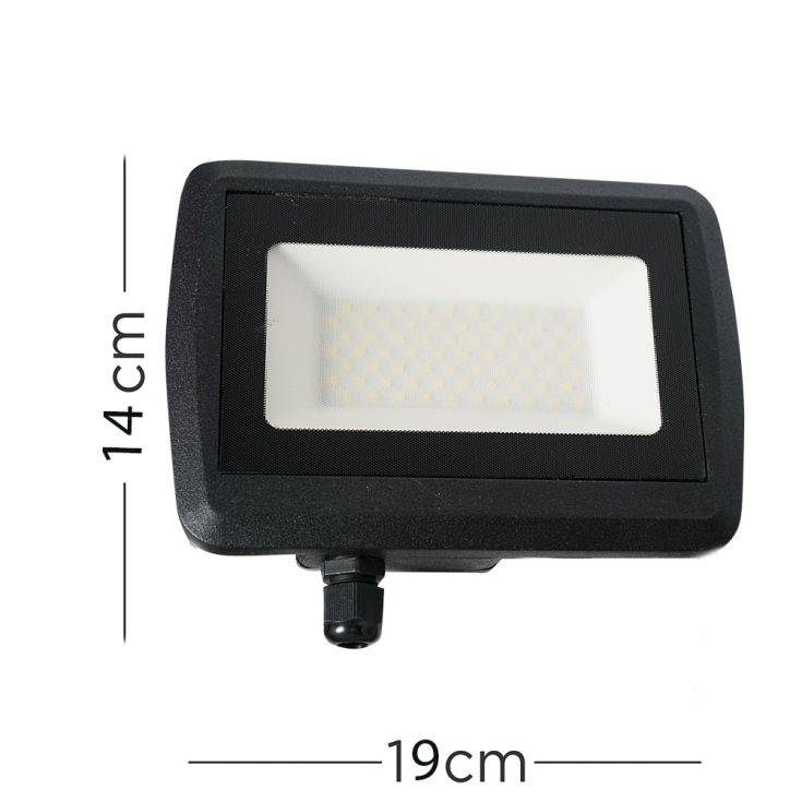 Minisun 50w 6500k LED Slimline IP65 Black Flood Light With Samsung Technology - Comet Lighting