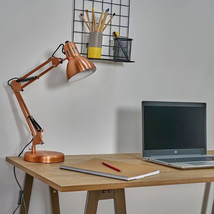 Monda Brushed Copper Adjustable Desk Lamp