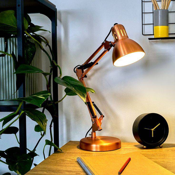 Monda Brushed Copper Adjustable Desk Lamp - Comet Lighting