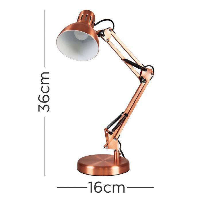 Monda Brushed Copper Adjustable Desk Lamp - Comet Lighting