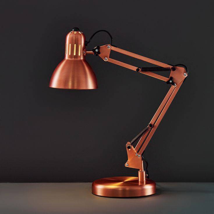 Monda Brushed Copper Adjustable Desk Lamp - Comet Lighting