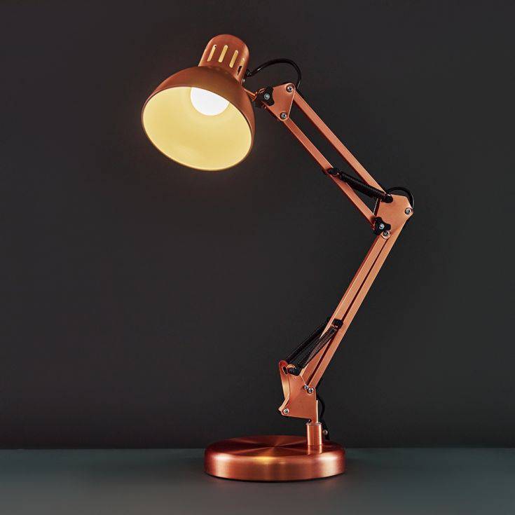 Monda Brushed Copper Adjustable Desk Lamp - Comet Lighting