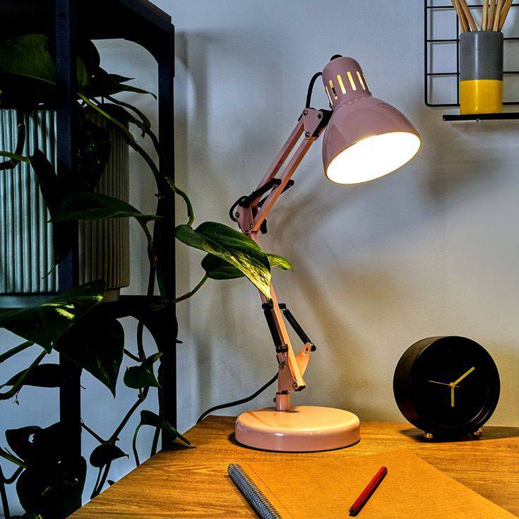 Monda Dusky Pink Adjustable Desk Lamp - Comet Lighting