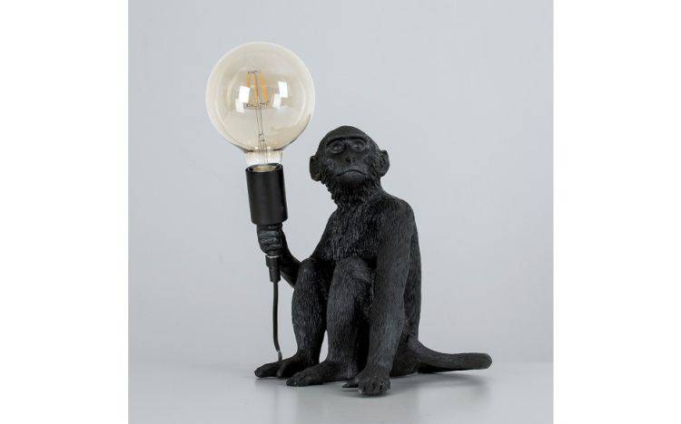 Monkey Holding a Light Bulb Table Lamp Black - Comet Lighting