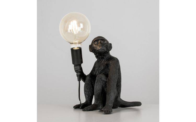 Monkey Holding a Light Bulb Table Lamp Black - Comet Lighting