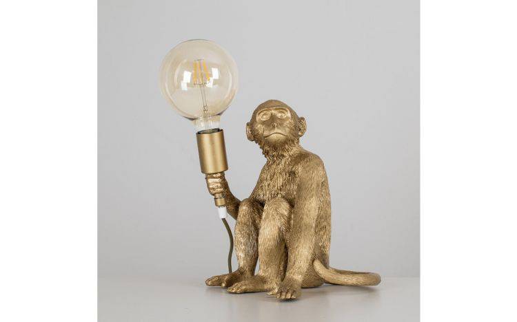 Monkey Holding a Light Bulb Table Lamp Metallic Gold - Comet Lighting