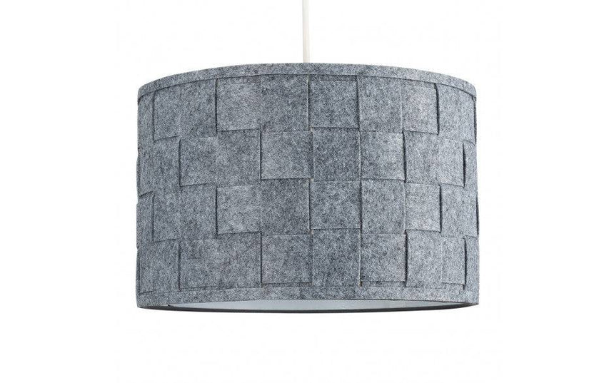 Monza Large 32cm Felt Drum Shade Grey - Comet Lighting