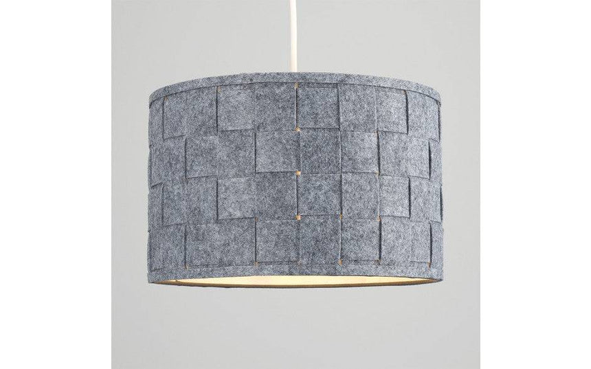 Monza Large 32cm Felt Drum Shade Grey - Comet Lighting