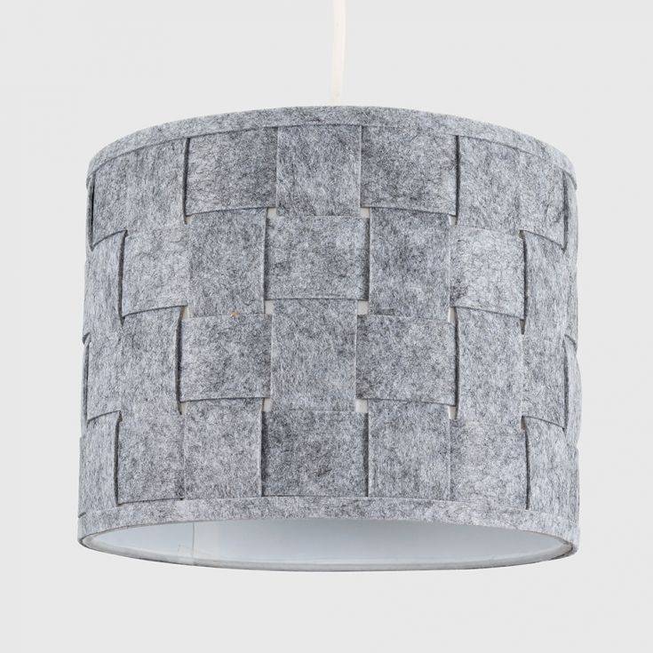 Monza NE Small Felt Weave Drum Shade Grey 200mm X 260mm - Comet Lighting