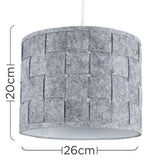 Monza NE Small Felt Weave Drum Shade Grey 200mm X 260mm - Comet Lighting