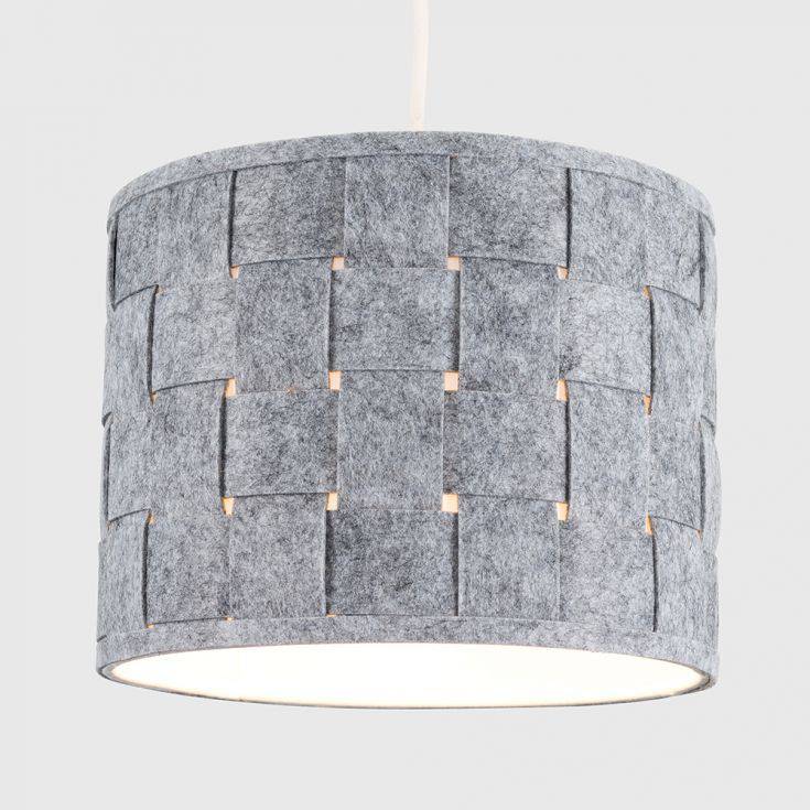 Monza NE Small Felt Weave Drum Shade Grey 200mm X 260mm - Comet Lighting