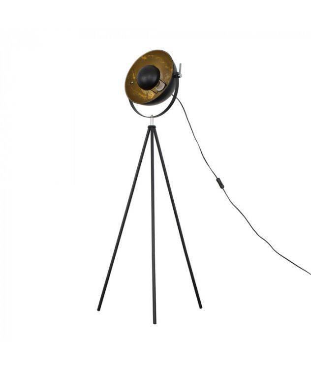 Morpho Tripod Floor Lamp Black with Gold Inner Shade - Comet Lighting