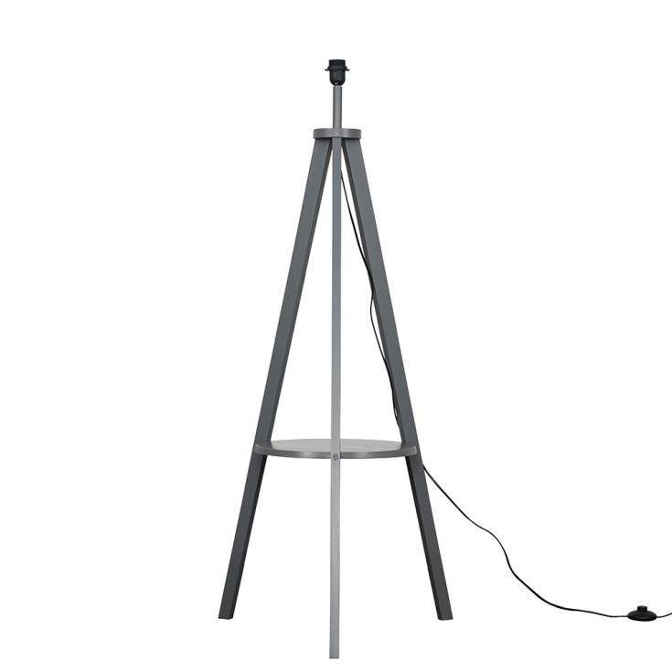 Morrigan Grey Wood Tripod Floor Lamp With Shelf - Comet Lighting