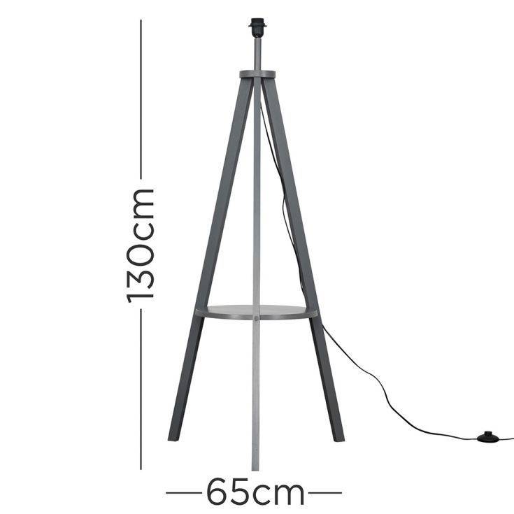 Morrigan Grey Wood Tripod Floor Lamp With Shelf - Comet Lighting