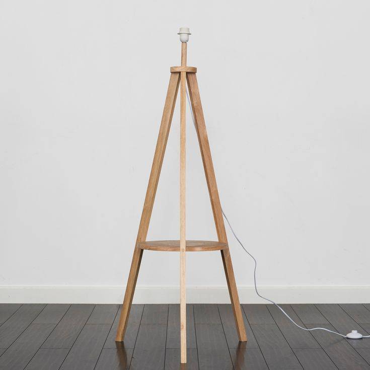 Morrigan Light Wood Tripod Floor Lamp With Shelf - Comet Lighting