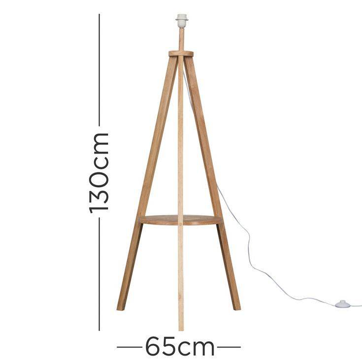 Morrigan Light Wood Tripod Floor Lamp With Shelf - Comet Lighting