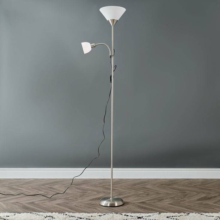 Mozz Brushed Chrome Mother & Child Floor Lamp - Comet Lighting