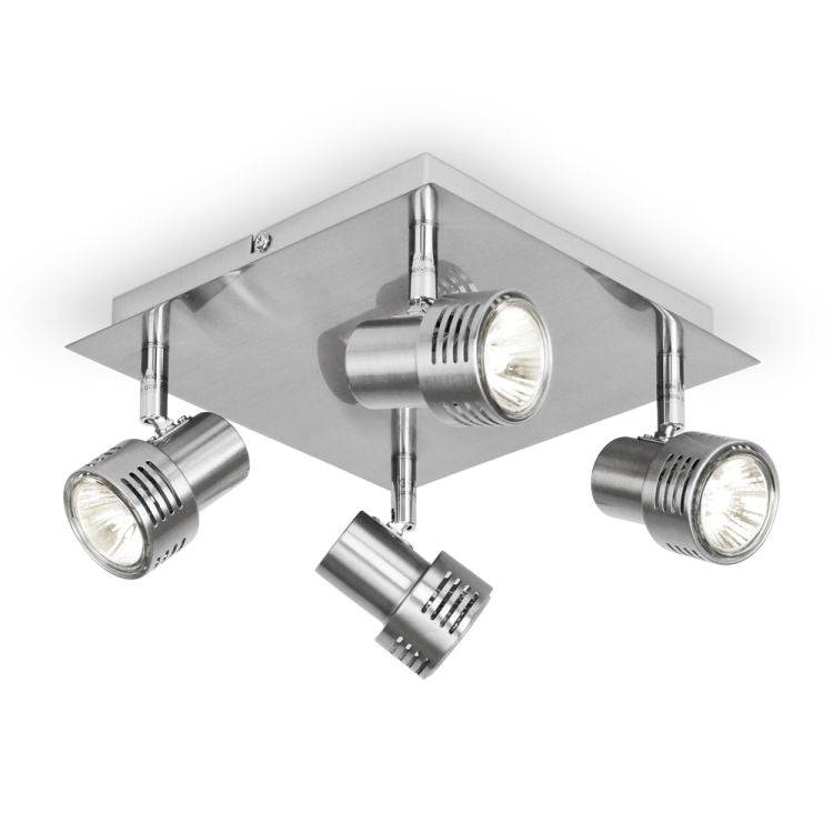 Nickel 4 way Square Plate Spotlight - Comet Lighting