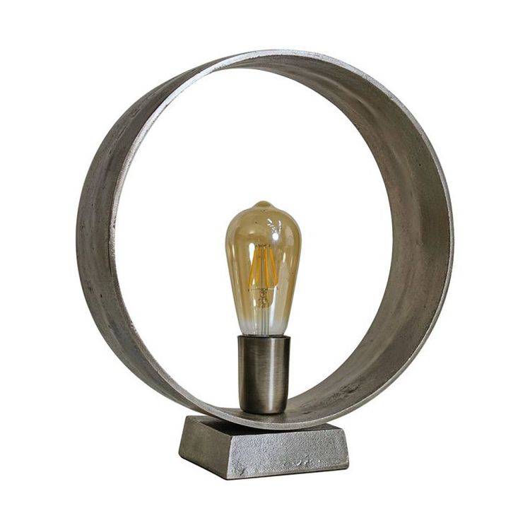 Nimbus Nickel Cast Metal Circular Table Lamp - Comet Lighting