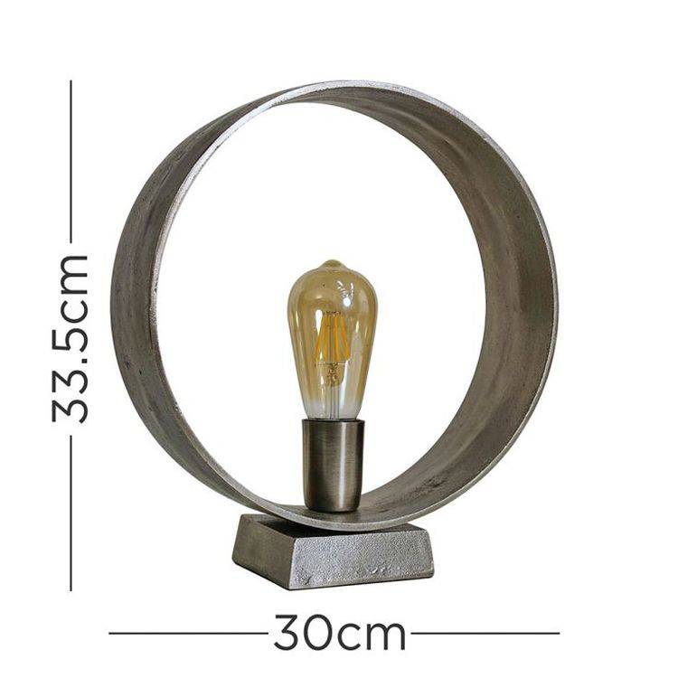 Nimbus Nickel Cast Metal Circular Table Lamp - Comet Lighting