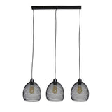 Novo Matt Black 3 Way Over Table Ceiling Lights With Mesh Shades - Comet Lighting