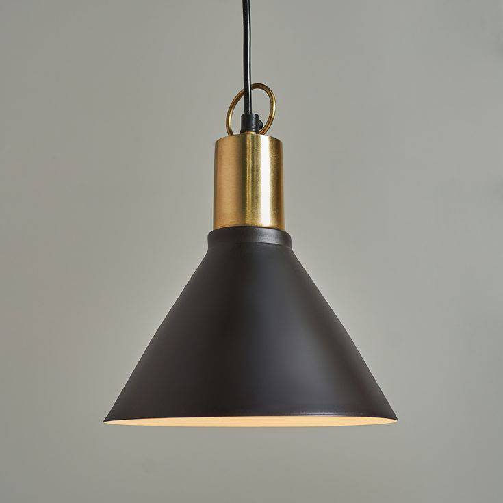 Nowek Black and Brass Metal Pendant Shade - Comet Lighting