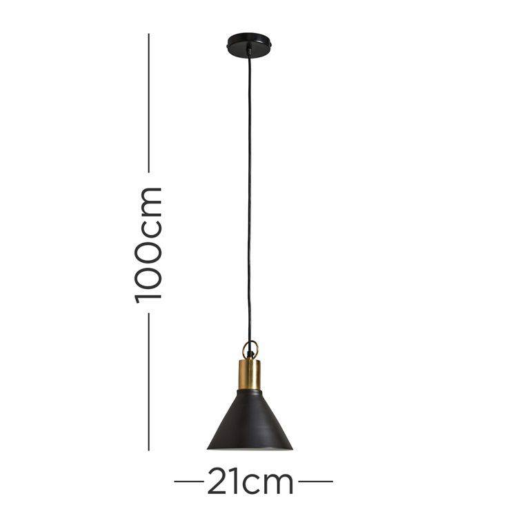 Nowek Black and Brass Metal Pendant Shade - Comet Lighting