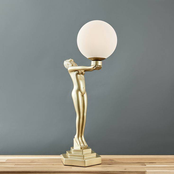 Olivia Matt Gold Art Deco Table Lamp - Comet Lighting