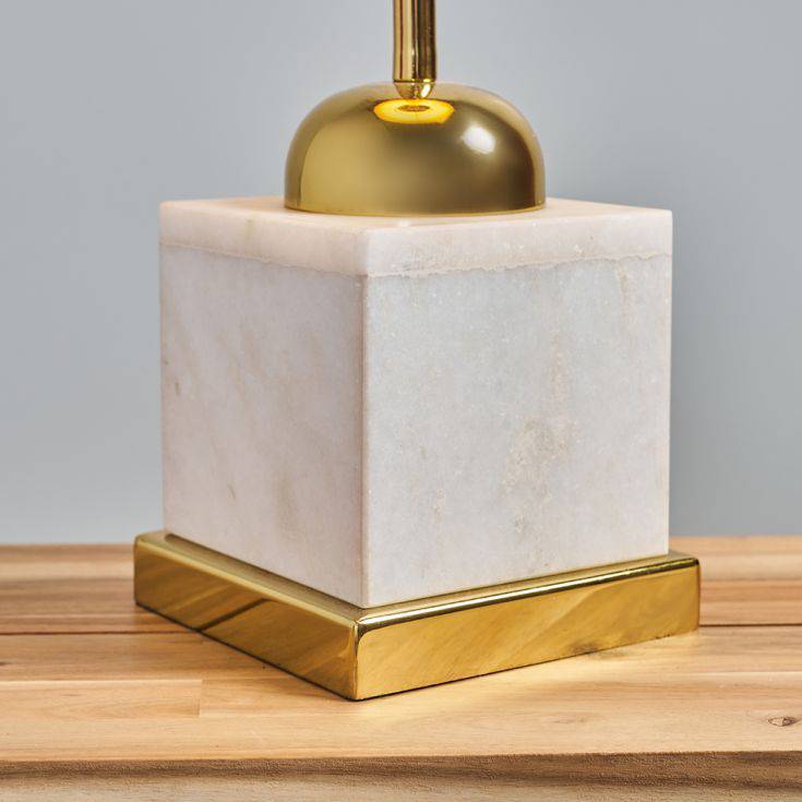 Ortiz Brass Table Lamp With White Marble Base - Comet Lighting