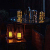 Pack Of 2 IP44 Antique Brass Solar Powered Moroccan Lanterns - Comet Lighting