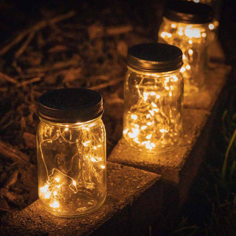 Pack Of 2 Jars With Solar Powered Fairy Lights - Comet Lighting