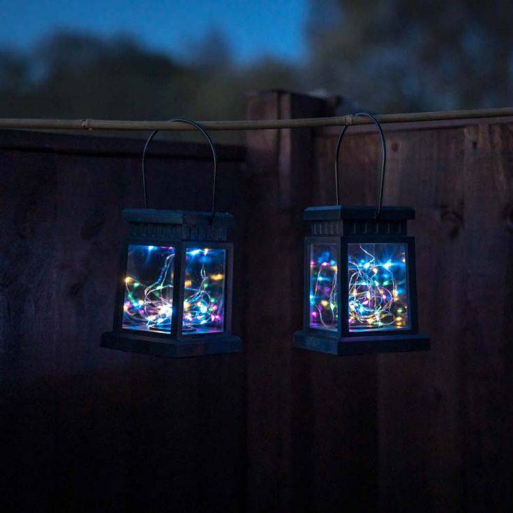 Pack Of 2 Solar Powered Table Lantern With Fairy String Lights - Comet Lighting