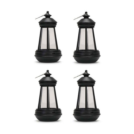 Pack Of 4 IP44 Black Solar Lanterns - Comet Lighting