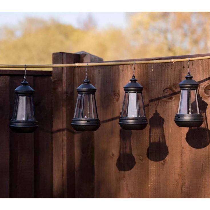 Pack Of 4 IP44 Black Solar Lanterns - Comet Lighting