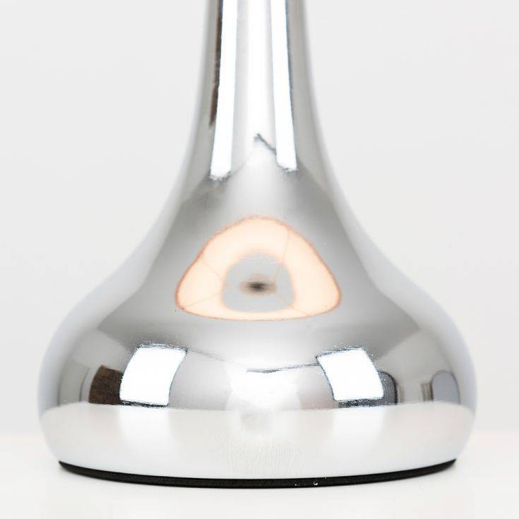 Pair Of Chrome Teardrop Touch Table Lamps With Blush Pink Shades - Comet Lighting