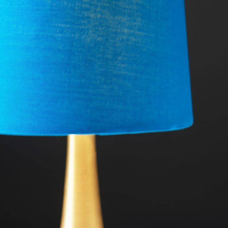 Pair Of Gold Teardrop Touch Table Lamps With French Blue Shades - Comet Lighting