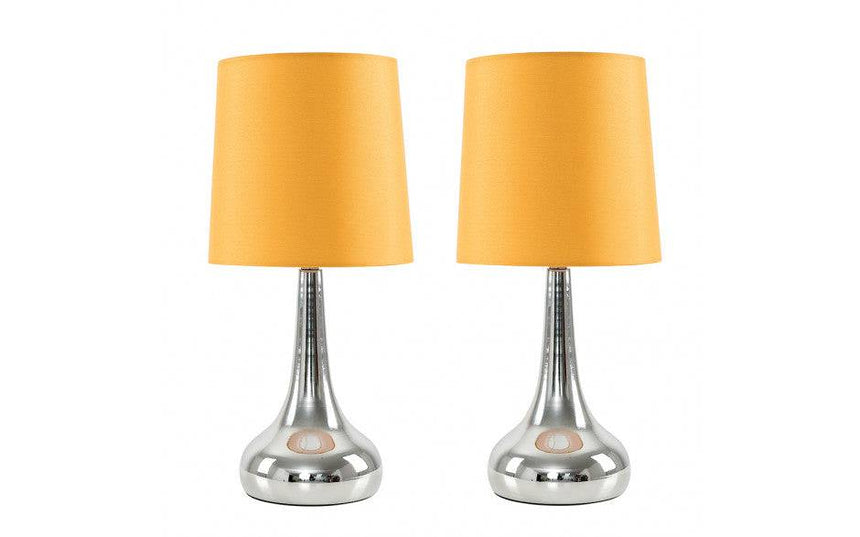 Pair Of Teardrop Touch Table Lamp Mustard Shade - Comet Lighting