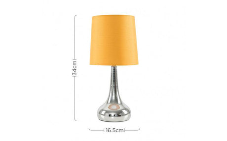 Pair Of Teardrop Touch Table Lamp Mustard Shade - Comet Lighting