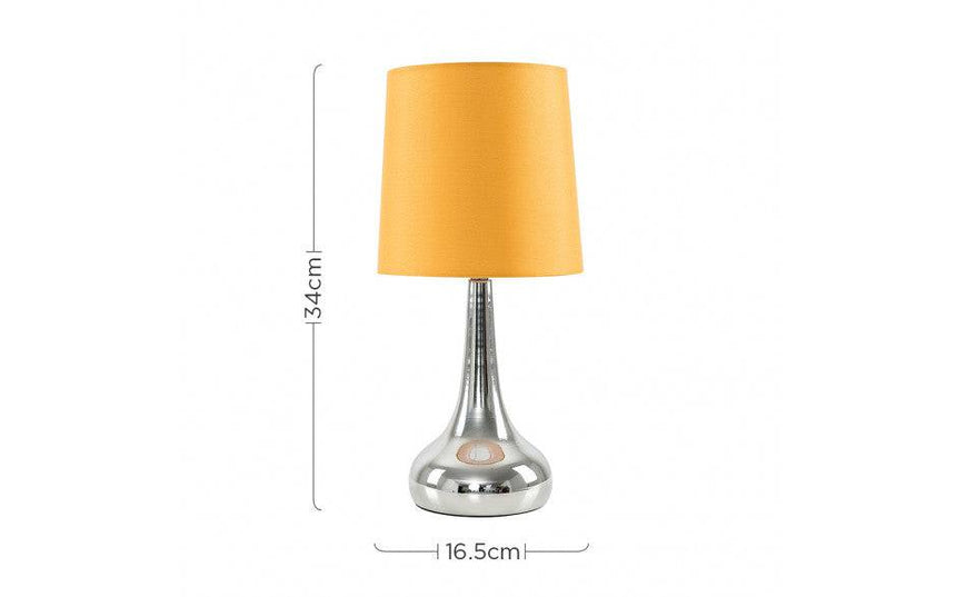 Pair Of Teardrop Touch Table Lamp Mustard Shade - Comet Lighting