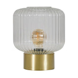 Patterson Matt Gold Table Lamp With Clear Glass Globe Shade - Comet Lighting