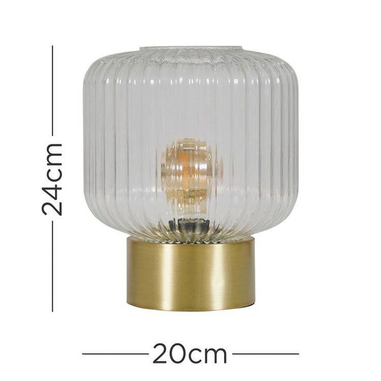 Patterson Matt Gold Table Lamp With Clear Glass Globe Shade - Comet Lighting