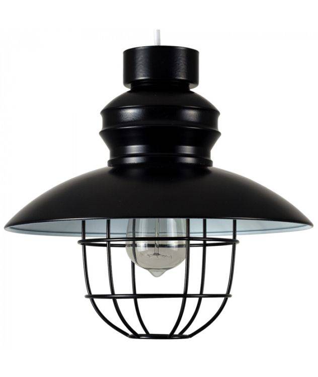 Penglai Wire Basket Fishermans Ceiling Pendant Shade-Black - Comet Lighting