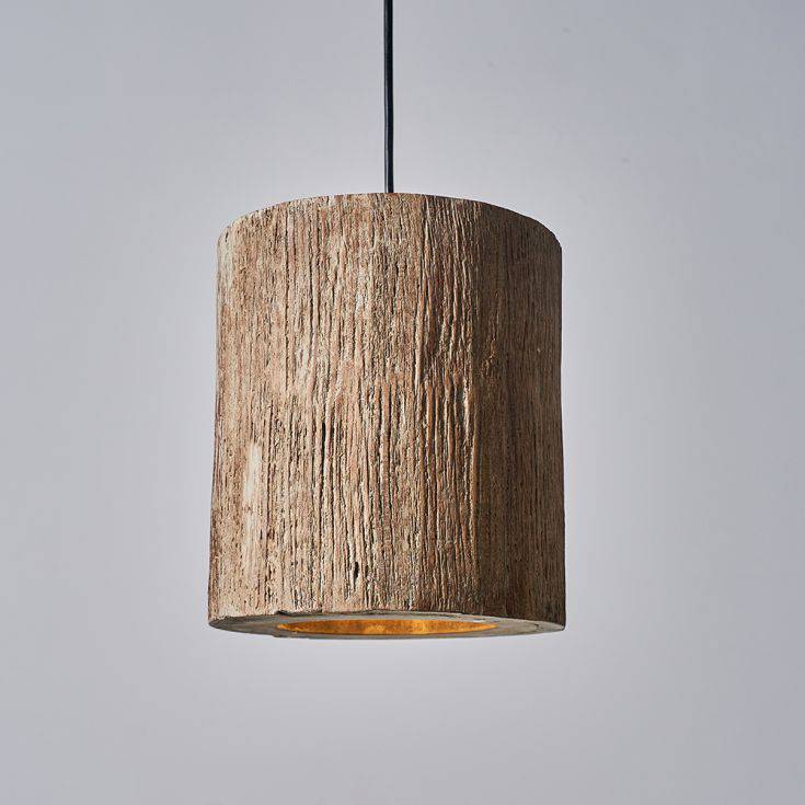 Penn Natural Rustic Wood Cylinder Ceiling Light - Comet Lighting