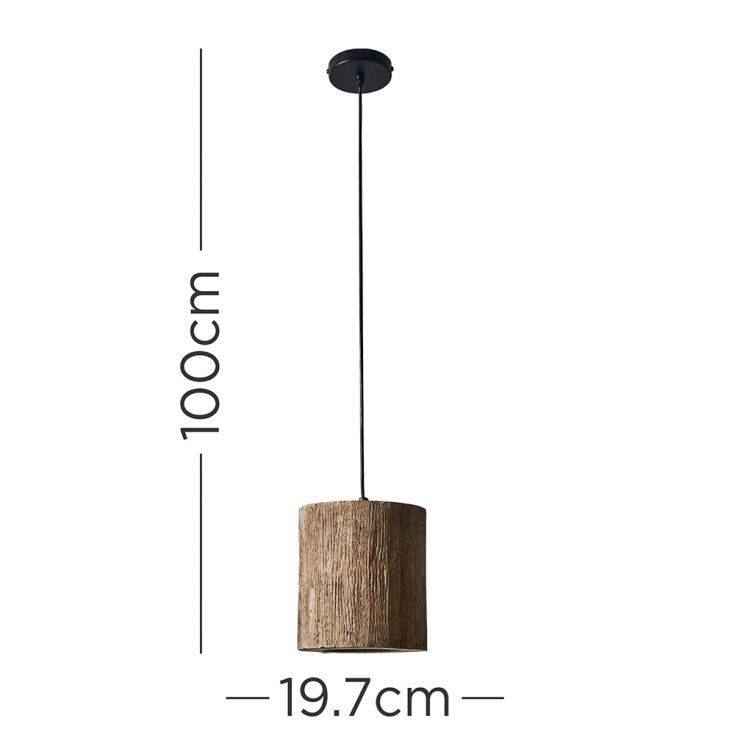 Penn Natural Rustic Wood Cylinder Ceiling Light - Comet Lighting