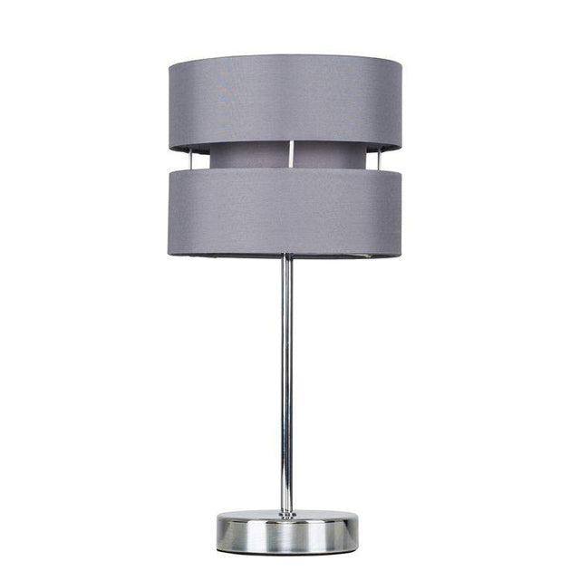 Pinto Chrome Touch Table Lamp With Grey Shade - Comet Lighting