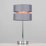 Pinto Chrome Touch Table Lamp With Grey Shade - Comet Lighting