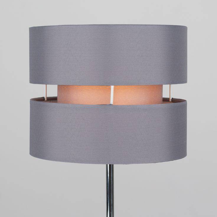 Pinto Chrome Touch Table Lamp With Grey Shade - Comet Lighting